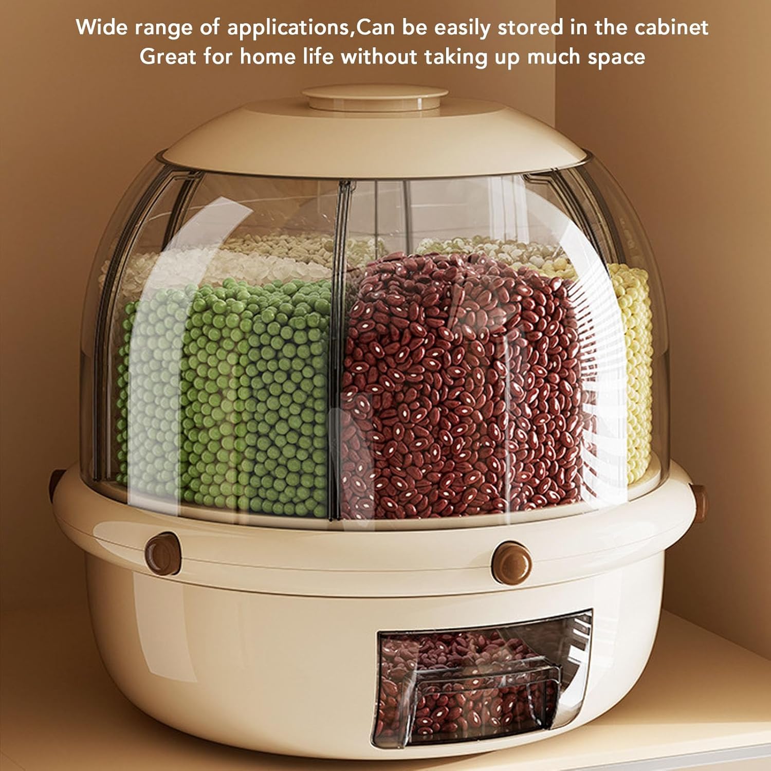 360 Degree Rotating Grain Dispenser, Dual Layer Rice and Dry Food Storage Container with Drawer, Ideal for Kitchen Organization, PET Material, Transparent Design, Enlarged Grain