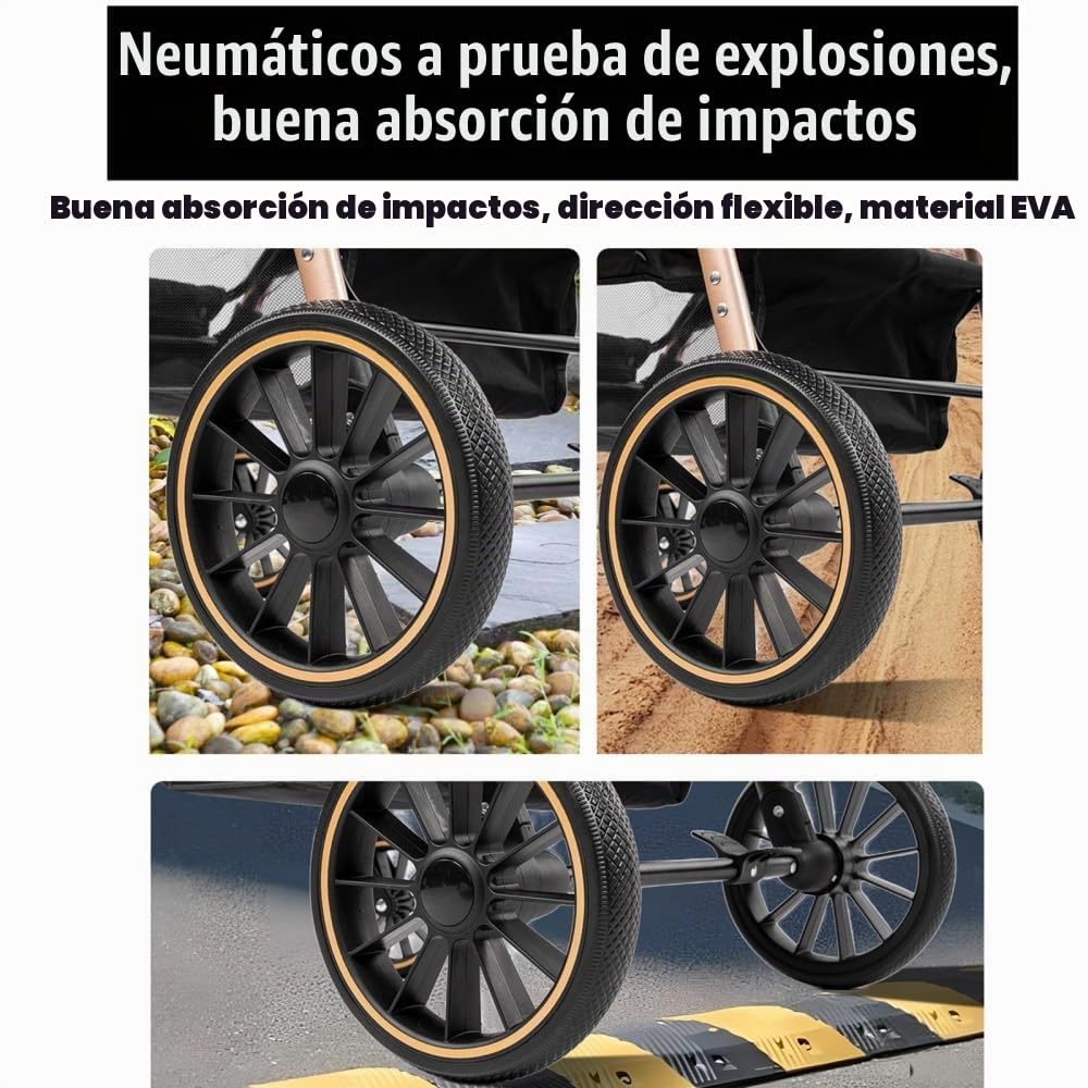 Cochecito 3 en 1 con Asiento Automóvil y Plegado Unimanual,Caqui | Protección solar UPF 50+, mecanismo de plegado simple con una sola mano