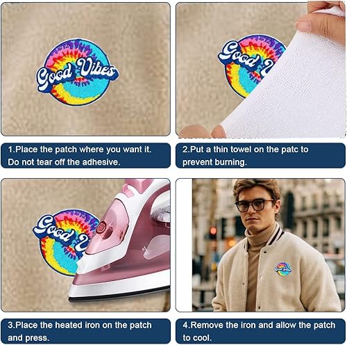 Miniatura 7 de Obokata Parches bordados para planchar, bonito parche de apliques de gato de dibujos animados, insignia de club social para comer y dormir, emblema