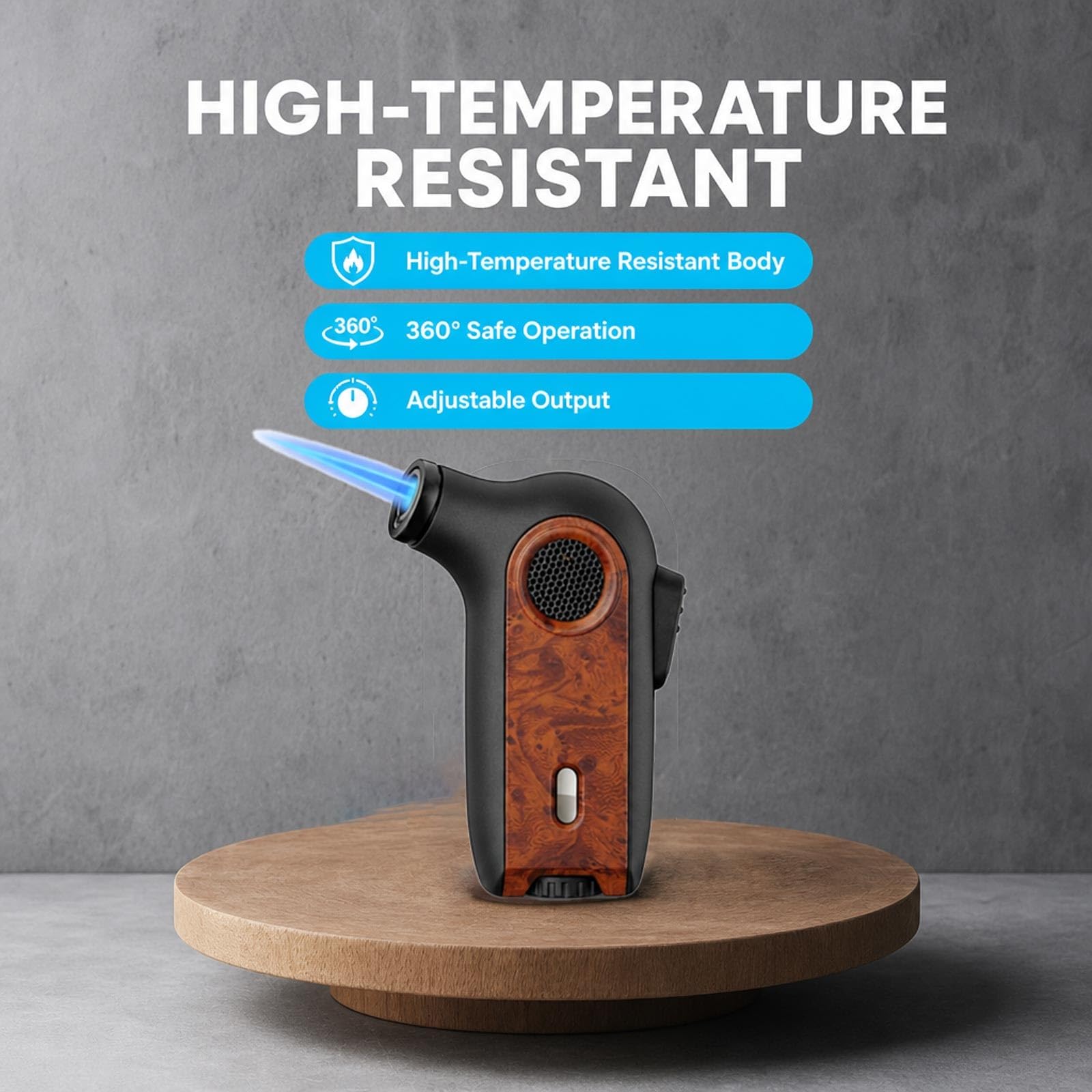 Encendedor de butano, recargable, resistente al viento, llama de chorro, ajustable, para camping, barbacoa, uso al aire libre, perfecto para hombres y mujeres