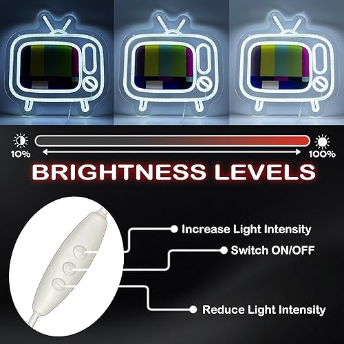 Miniatura 6 de Letrero de neón retro para TV, patrón de prueba de barra de color, luz de neón LED, decoración de fiesta temática de los años 80 y 90 para sala de