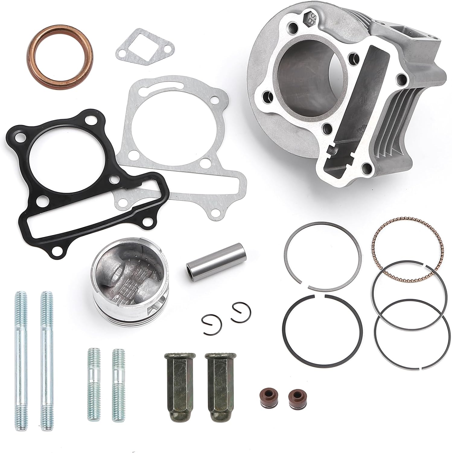 Minho Cylinder Top End Rebuild Kit with Piston Ring Gasket for Chinese GY6 50CC 100CC 139QMA 139QMB Engine,50mm taotao