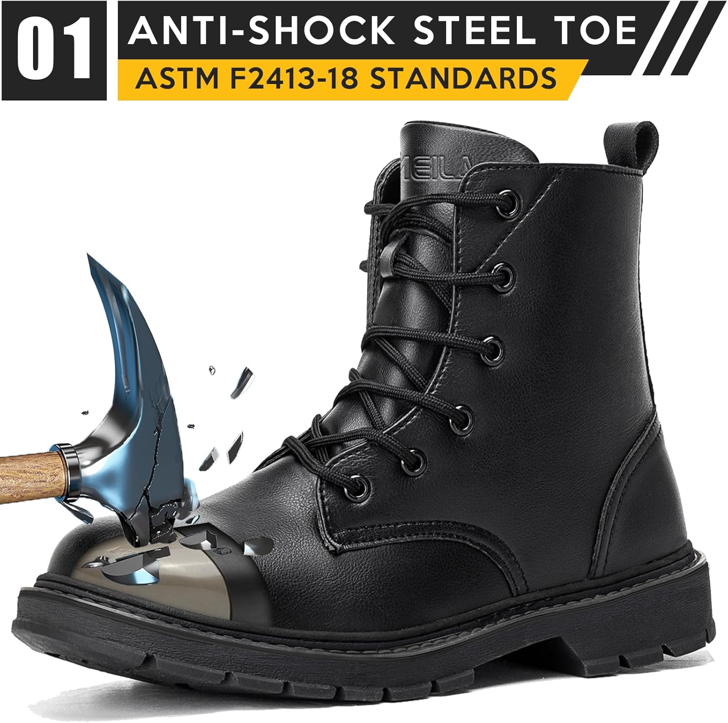 Waterproof Steel Toe Boots for Women Men, 6" Comfortable Composite Toe Work Boots Safety Construction Shoes - Image 4