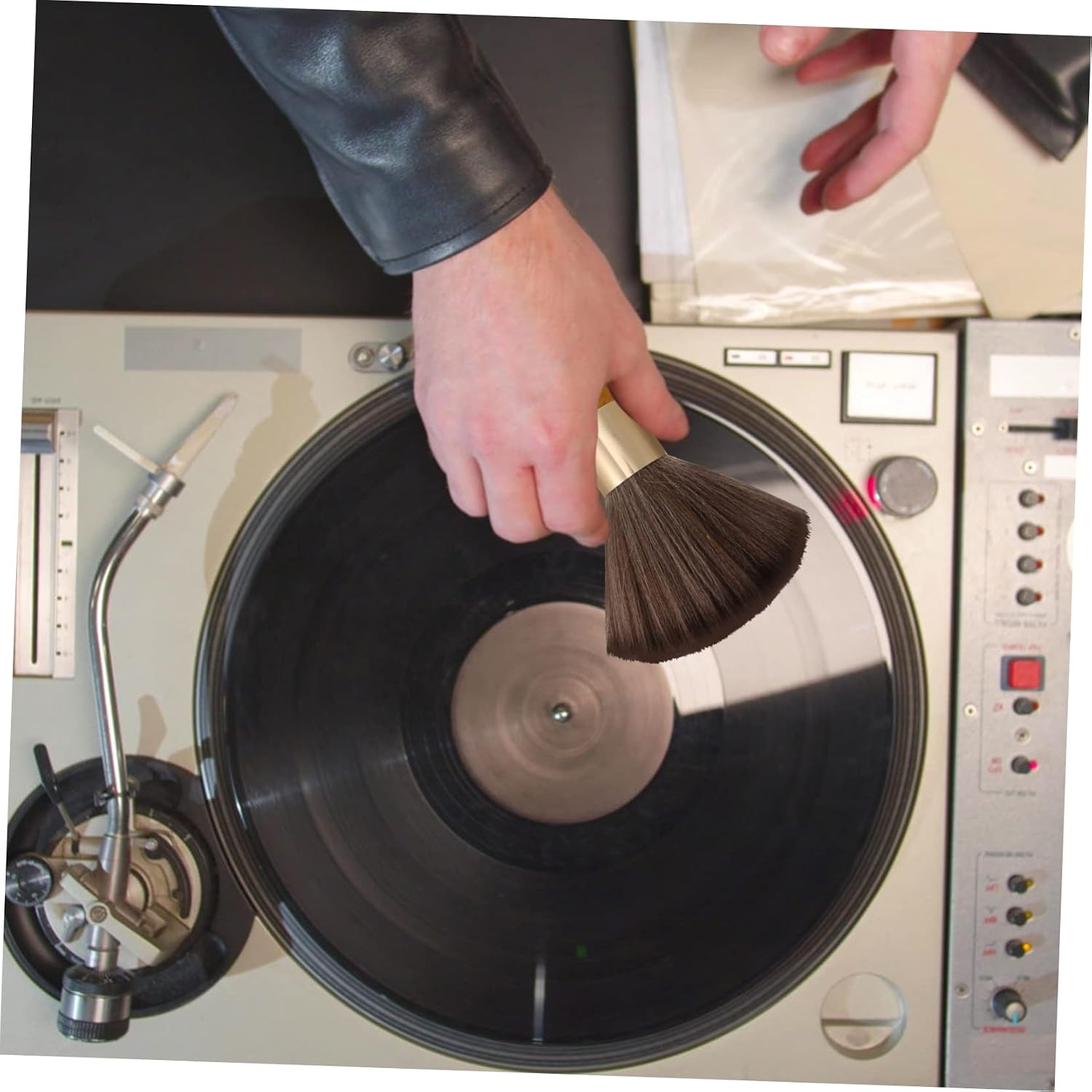 Vinyl Record Cleaning Brush Soft Bristle Dust for Vinyl Records and Turntable Cleaner with Conductive Synthetic Fibers Durable Design for Improved Sound Quality