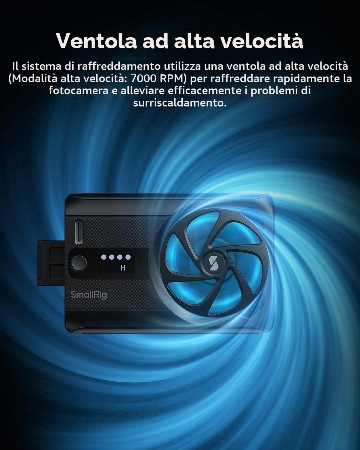 SMALLRIG Ventola di Raffreddamento con Batteria Integrata, Sistema di Raffreddamento Esterno per Sony A7 IV/A7S III/A7C II/A6700/ ZV-E10 / ZV-E10 II/FX3/FX30, per Canon R5/R5 Mark II/R6 Mark III, 5329