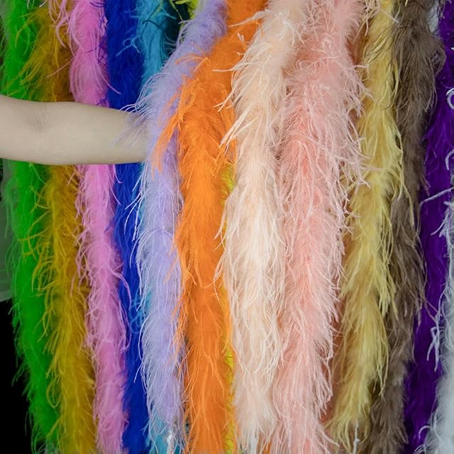 Foto 4 de 5 de XDMING Boa de Plumas de Avestruz esponjosas de 2 Metros, Accesorios para Manualidades, Plumas de 1 Capa