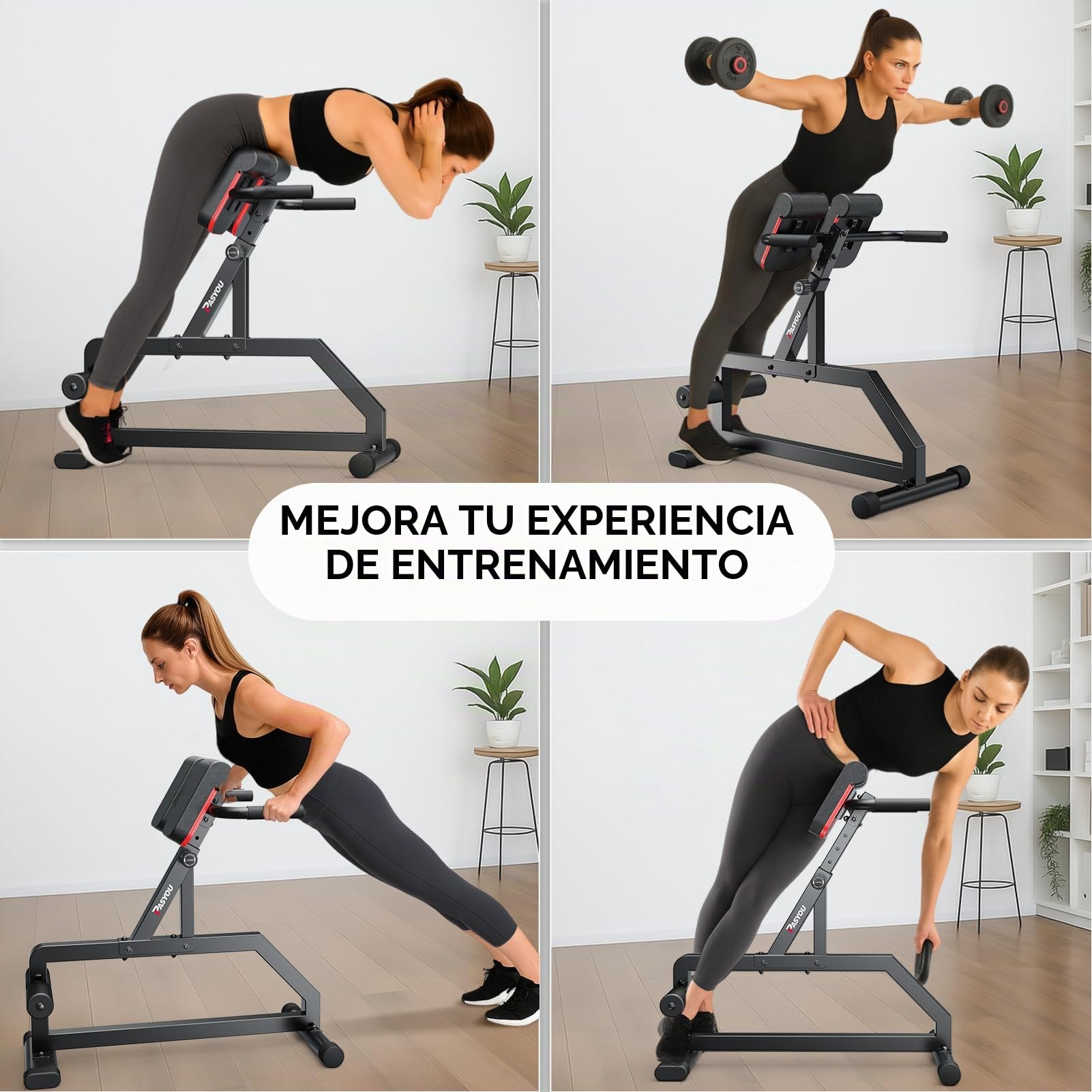 PASYOU Silla Romana Con Hiperextensión, Banco Para Sentarse Para Entrenamientos De Glúteos Y Abdominales Para El Hogar, Inclinación De Ajuste Opcional Y Silla Romana Multifunción