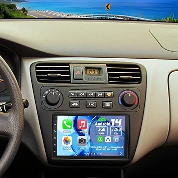 Android 14 Double Din Car Stereo Upgrade Radio for Honda Accord 1999 2000 2001 2002,7" Touchscreen w/Wireless Carplay Android Auto GPS WiFi Bluetooth RDS DSP SWC Mirrorlink Mic Backup Camera