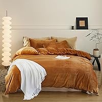 Vista 21 de Luxlovery - Juego de edredón azul neblina, tamaño matrimonial, minimalista, azul polvoriento, edredones de algodón suaves y transpirables, azul