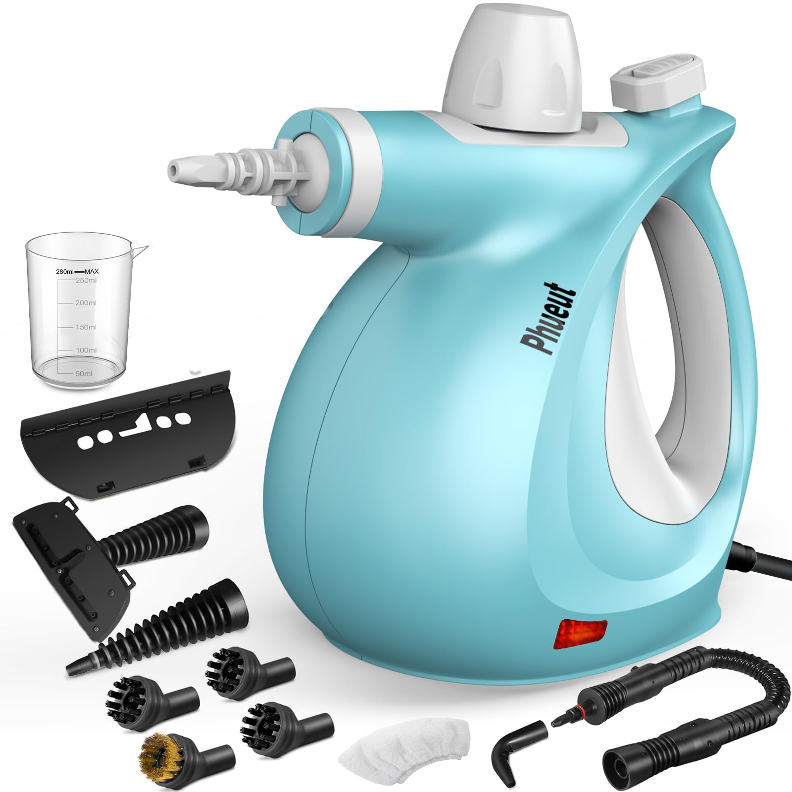 Pressurized Handheld Multi-Surface Natural Steam Cleaner with 12 pcs Accessories, Multi-Purpose Steamer for Home Use, Steamer for Cleaning Floor, Upholstery, Grout and Car () (Grey): Blue