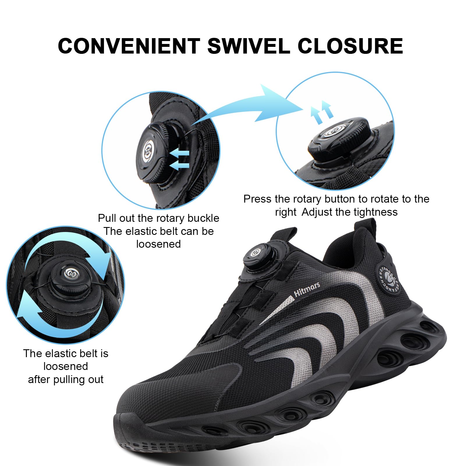 Hitmars Scarpe Antinfortunistiche Uomo Donna Scarpe da Lavoro S3 Safety Shoes S2 Scarpe Lavoro Scarpe da Cantiere Cucina Comode Nero Blu EU36-48