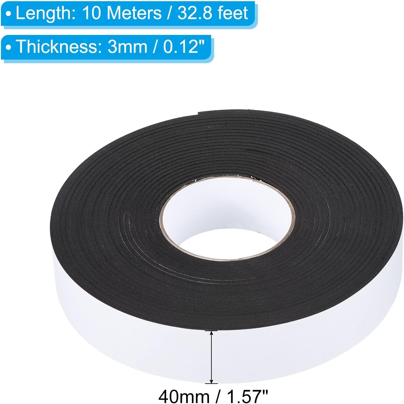 PATIKIL 32.8ft/10m Weather Stripping Door Seal Strip, 2 Roll EVA Foam Seal Tape Self Adhesive Strip 40mm Wide 3mm Thick for Door Window Insulation