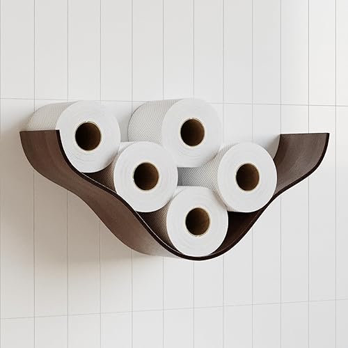 Soporte de papel higiénico, estante de madera, almacenamiento de rollos de inodoro en la nube, estante flotante de montaje en pared, soportes únicos