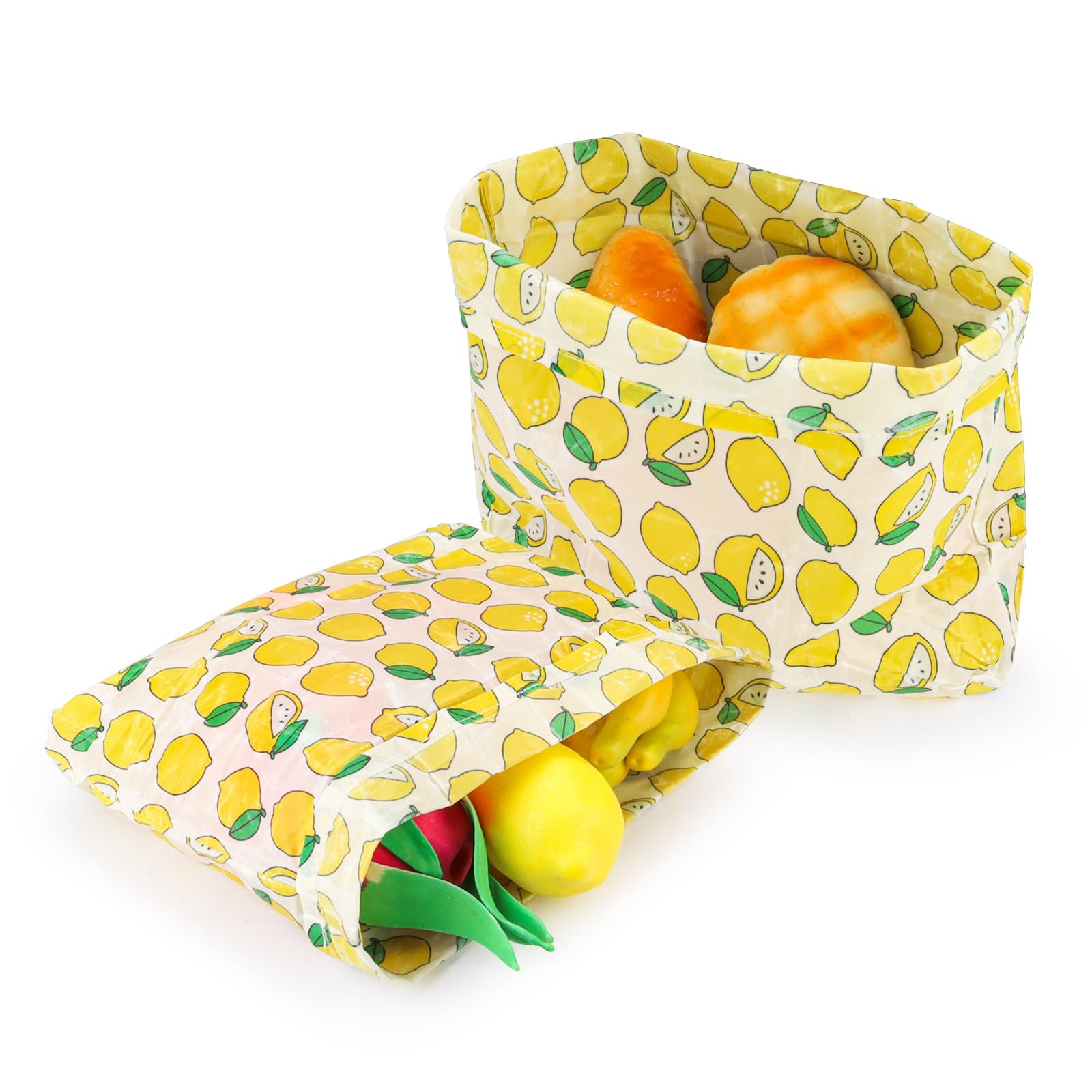 Diakey 2 Pack Beeswax Food Wraps Bag, 34x26cm, Reusable Homemade Bread Bags, Bees Wax Paper Food Storage Wrap for Sourdough, Sandwich, Cheese, Fruit, Snack, Lemon