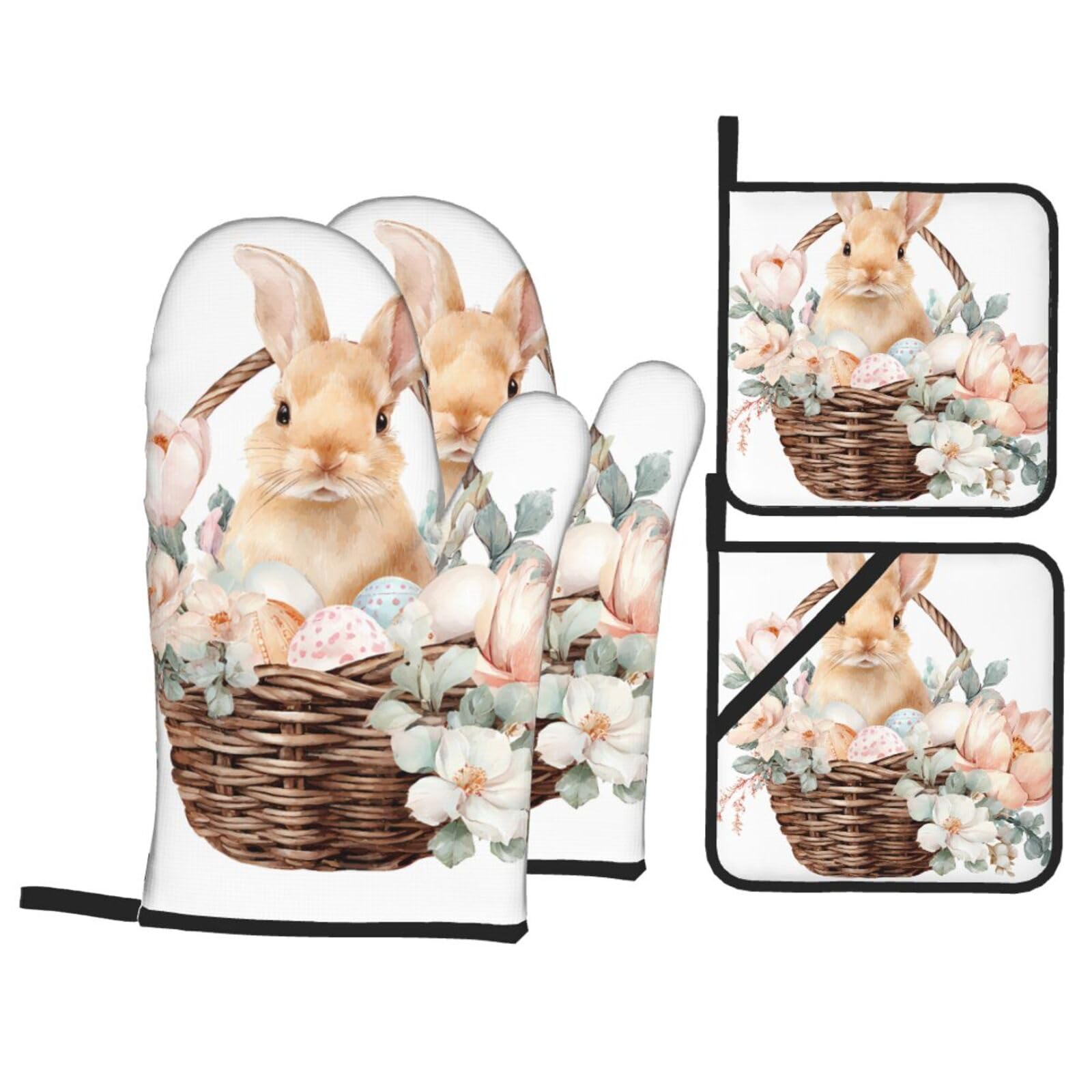 Gants de four très épais contre les brûlures avec maniques motif lapin doux