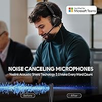 Vista 2 de Yealink Auriculares UH42 USB-C/A con micrófono para computadora PC, auriculares con cable certificados por equipos, micrófono con cancelación