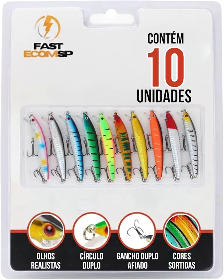 Isca Artificial Importada Meia Água Kit 10un Tucunaré Traíra