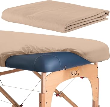 NRG Premium Microfiber Fitted Massage Spa Table Sheet Linen, Single Sheet - 100% Double Brushed Polyester Soft as Silk - 120 GSM - Wrinkle Resistant & Resists Pilling - 77 x 36 inches- ColorNatural
