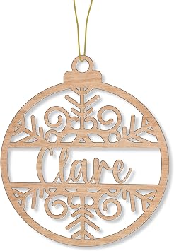 Custom Name Christmas Ornament, Personalized Christmas Snowflake Wood Ornaments, Family Ornaments, Christmas Tree Ornament