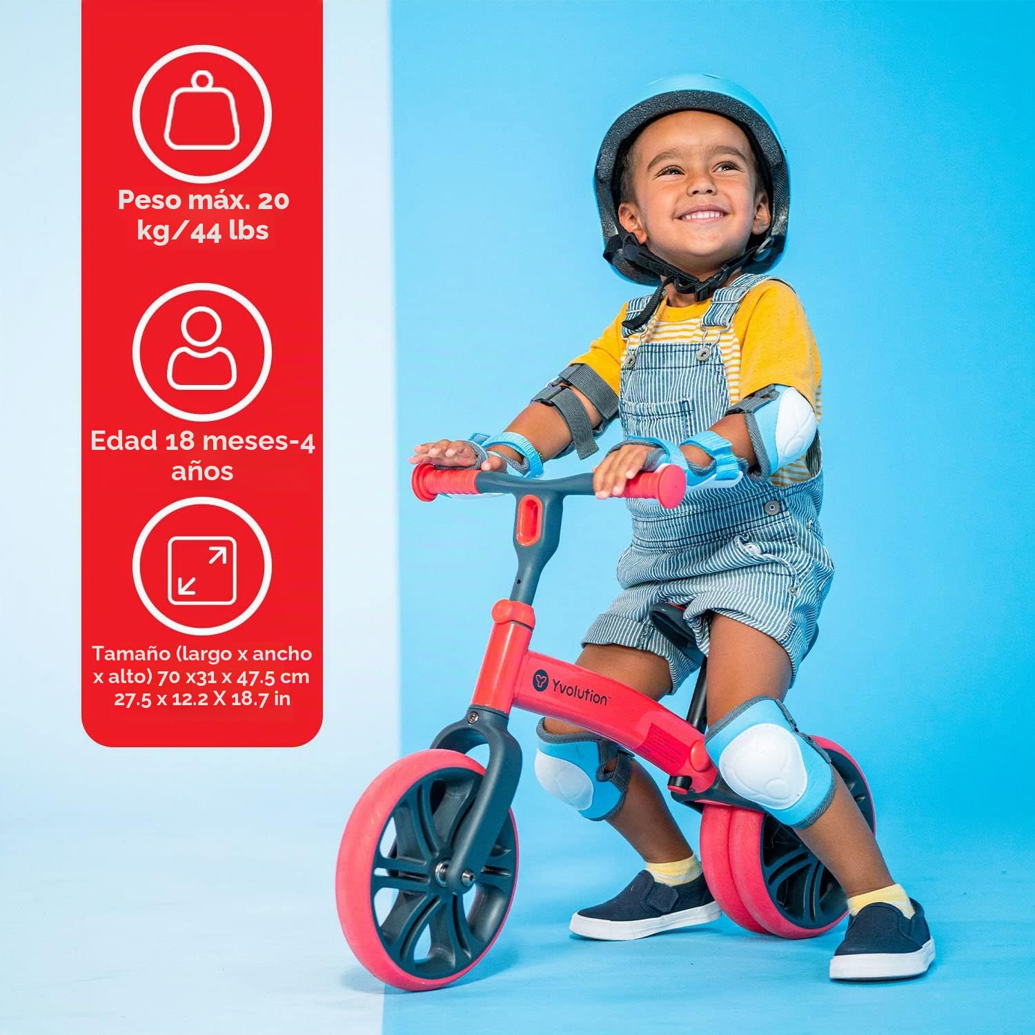 Yvolution Bicicleta de Equilibrio Evolutiva YVelo Junior - Sin Pedales para niños de 18 Meses a 4 años