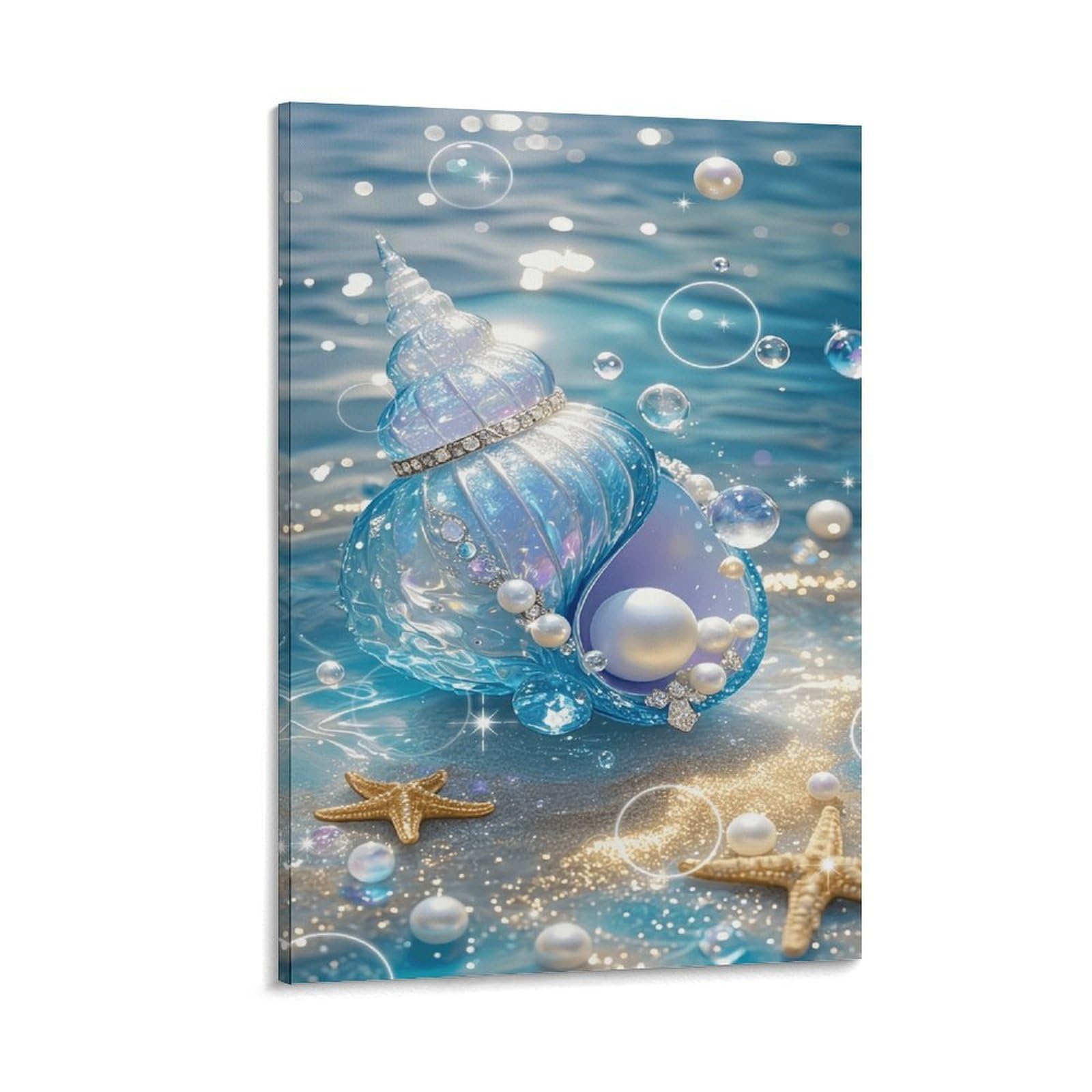 XPASHIQWC Seashell & Pearls Poster Artwork Ocean Giclee Canvas Prints Modern Canvas Wall Art Picture Wall Hanging for Bedroom Living Room Decor 20x30inch(50x75cm)