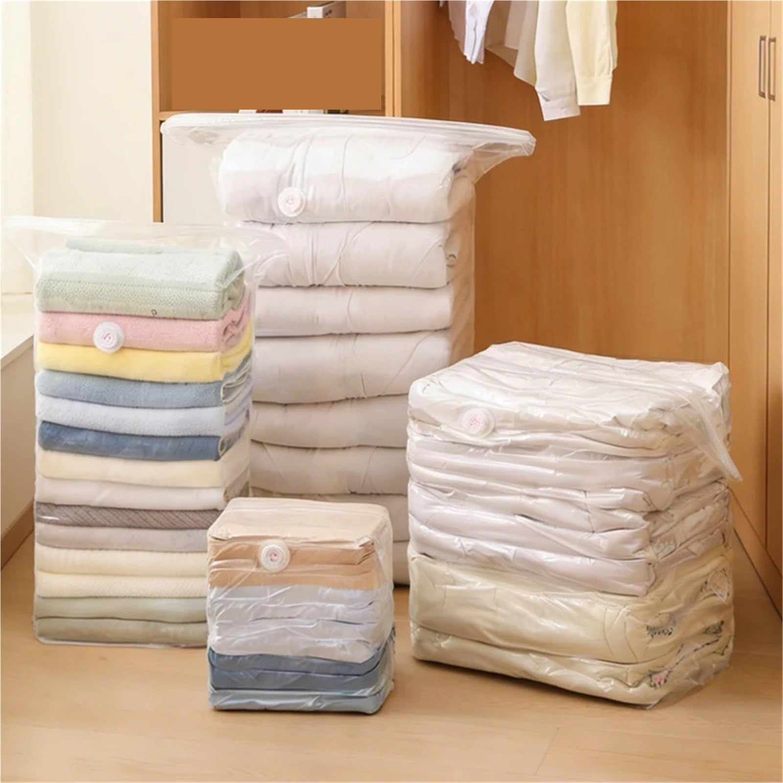 Bolsas Vacio Ropa Bomba grande de bolsas almacenamiento al vacío 2 piezas | Ropa gratis, manta, edredón, abrigo, ahorro de espacio, compresión, armario for el hogar(40x32x60cm,5PCS)