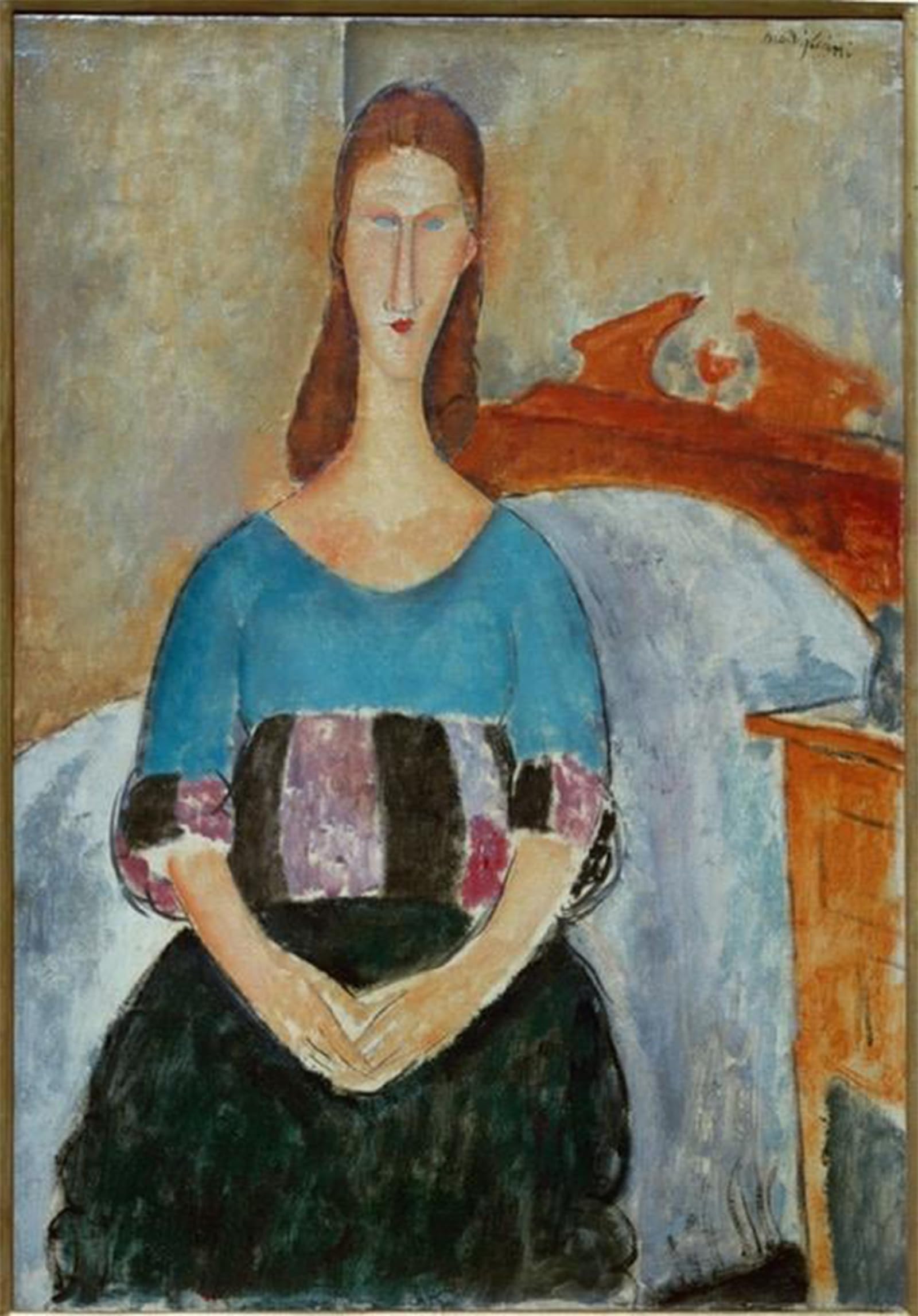 ARTXLXXBN Famous Painting Canvas Artwork Graffiti Print Jeanne Hebuterne by Amedeo Modigliani Portrait Canvas Image for Home Decor 60x90cm