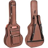 Bekith Acoustic Guitar Bag 40 41 42 Inches&comma; 6 Pockets Guitar Case Waterproof Oxford Cloth Thick Sponge Pad&comma; Dual Adjustable Shoulder Strap Soft Guitar Case Gig Bag&comma; Brown