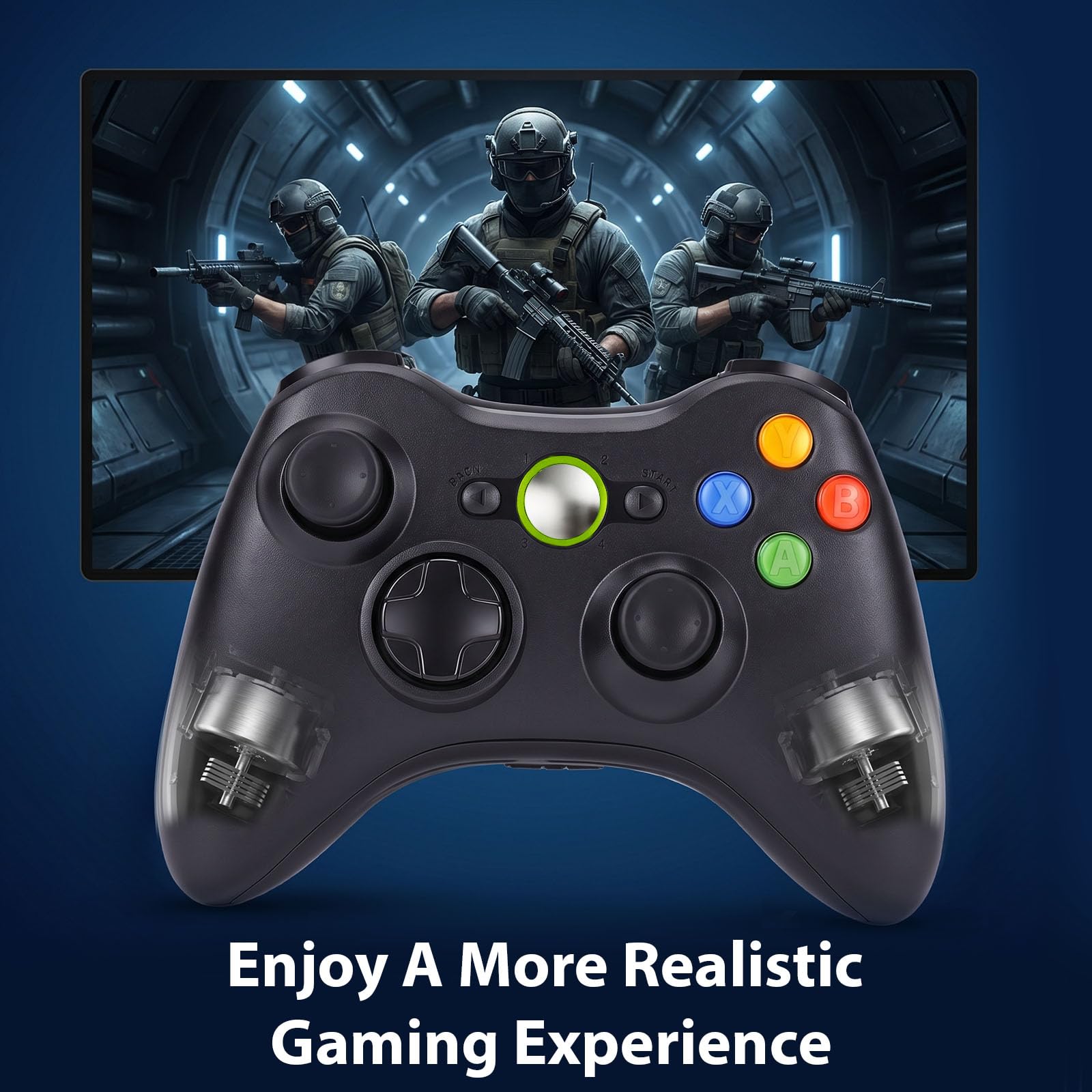 Vexnaro 2 per Controller Compatibile con Xbox 360 Confezione, Joystick Ergonomico und Dual Vibration, Controllo Preciso, Gamepad USB con Cavo, Compatibile con Windows XP/7/8/10