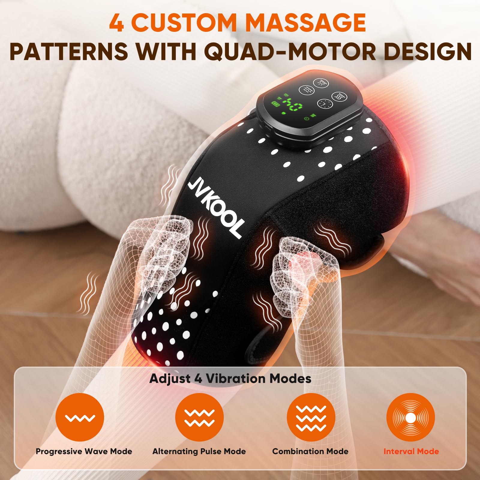 Infrared Red Light Therapy for Knee Massager: Rechargeable 660nm & 850nm Heating Pad with 4D Vibration Knee Massager for Jonit Pain Relief - Christmas Birthday Gifts for Women Men Dad Mom(Black)