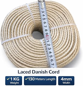 4mm Laced Danish Paper Cord (1KG) Natural White