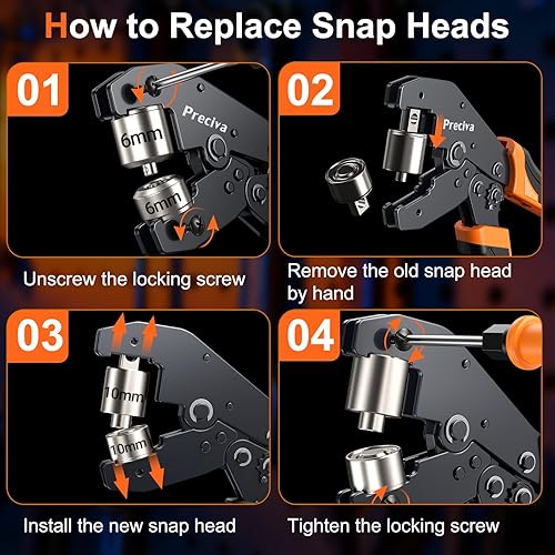 Miniatura 4 de Preciva Kit de herramientas de ojal de 3 tamaños, herramienta de perforación y ajuste de ojales de 12 pulgadas, 14 pulgadas, 38 pulgadas, con 300