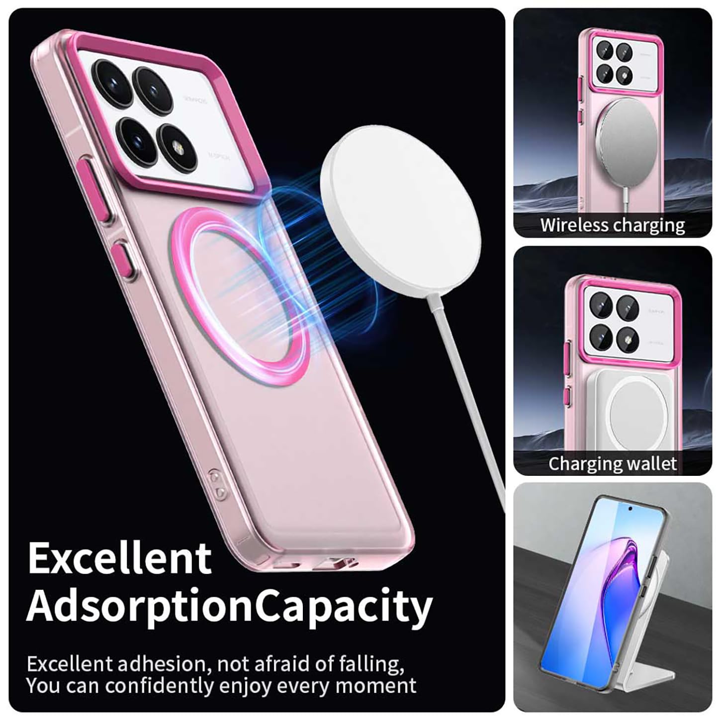 ILING Cover per Xiaomi Redmi Note 13 4G, Compatibile con la Ricarica Magnetica, Ultra Sottile Traslucida Matte Rigido PC + Flessibile Silicone TPU Bumper Antiurto Custodia (Verde