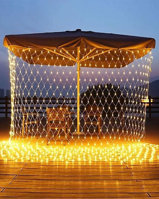 KALAHOL LED Net Lights Outdoor Decorations, 3m x 2m Net Lights Outdoor, 8 Modes 200 LED Net Lights Mains Powered with Remote & Timer, IP44 Waterproof Mesh Lights for Indoor Outdoor Decoration