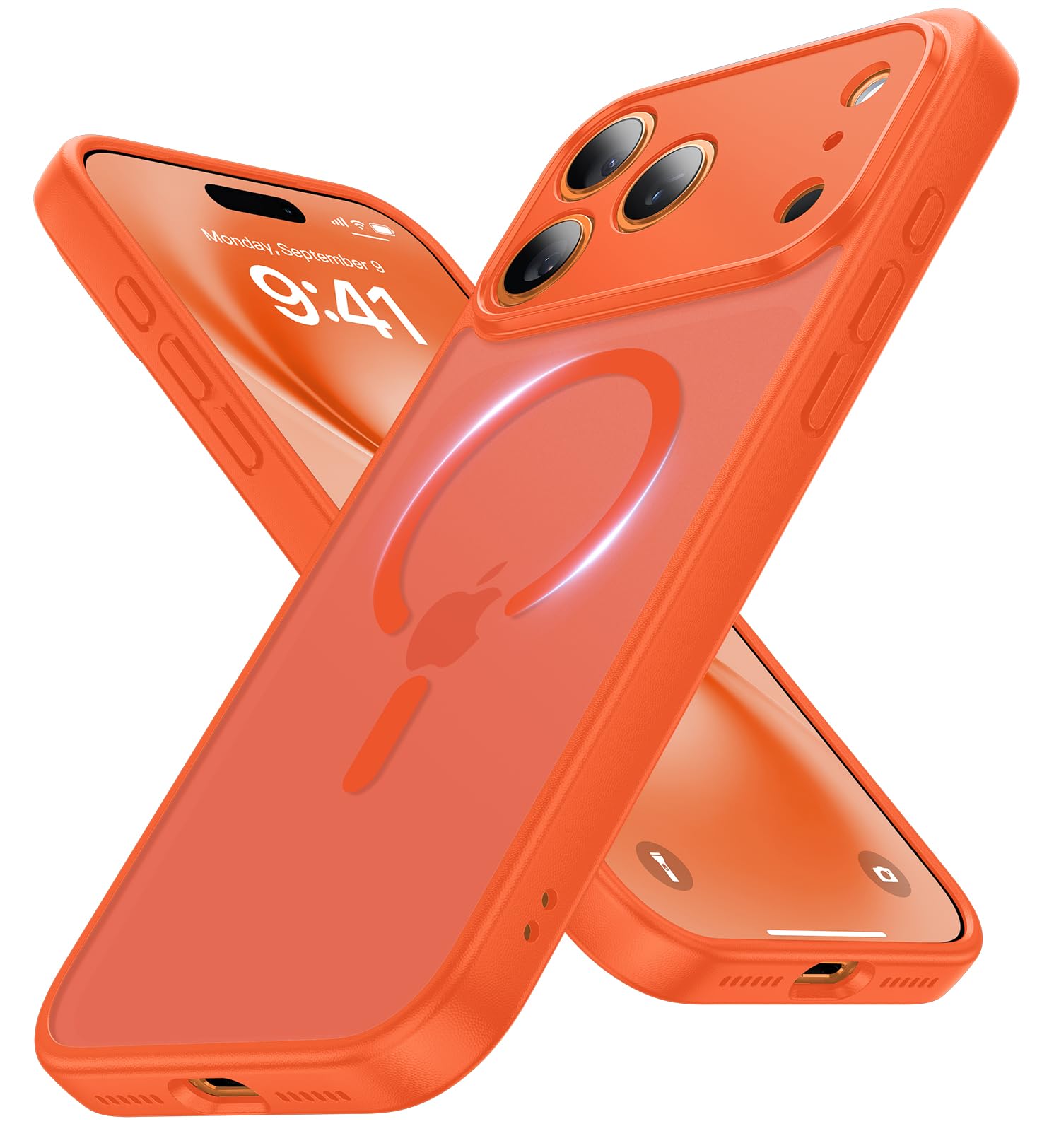Photo 1 of Faiono Magnetic for iPhone 17 Pro Max Case [Full Camera Protection][Military-Grade Protection][Compatible with MagSafe] Shockproof Protective Slim Phone Case for iPhone 17 Pro Max, Orange