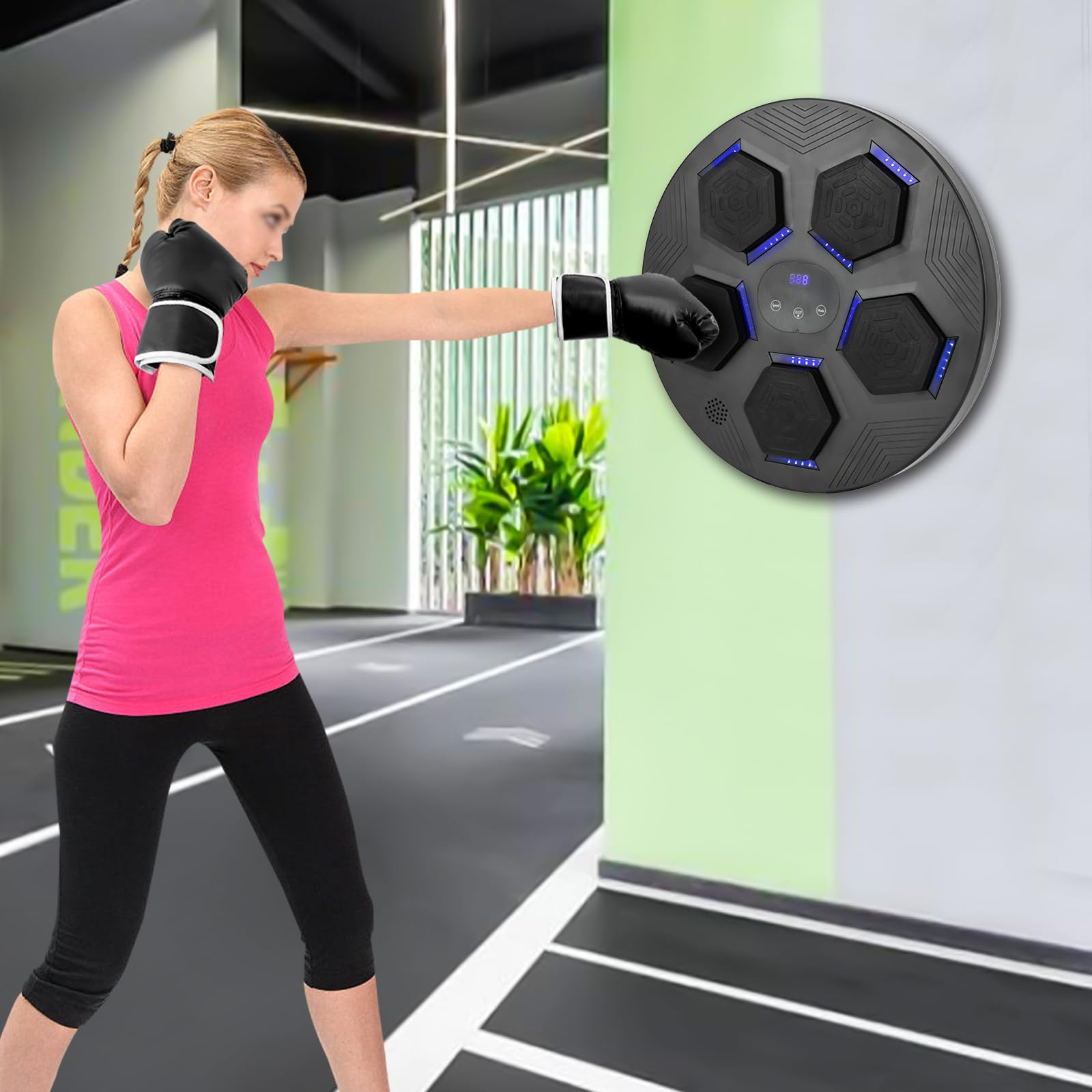 Music Box, macchina, bersaglio di boxe a LED a parete, macchina per boxe musicale Bluetooth elettronica, dispositivi per allenamento di boxe con guanti da boxe, per bambini, adulti, esercizi a