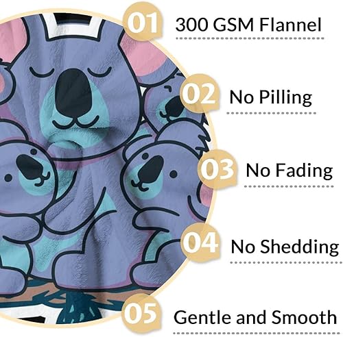 Miniatura 4 de Manta Koala para los amantes del koala, tamaño de cuna de 40 x 50 pulgadas, manta suave y acogedora para regalo, manta negra de dibujos animados