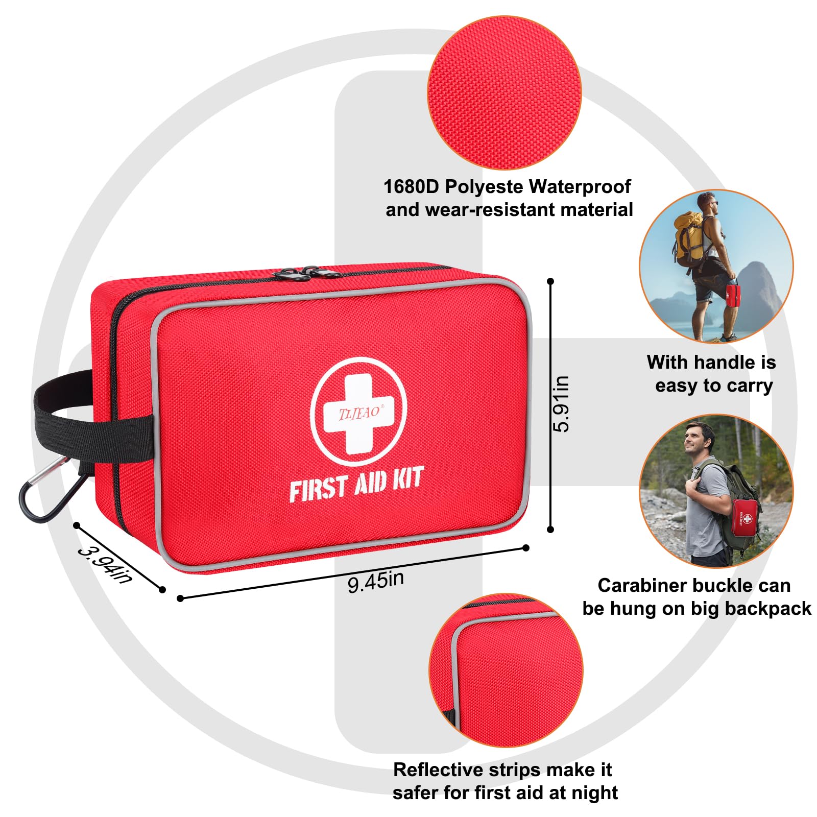 Kit de primeros auxilios de 330 piezas, kit de primeros auxilios premium impermeable y compacto para cualquier emergencia, ideal para el hogar, coche, viajes, camping, senderismo, camión