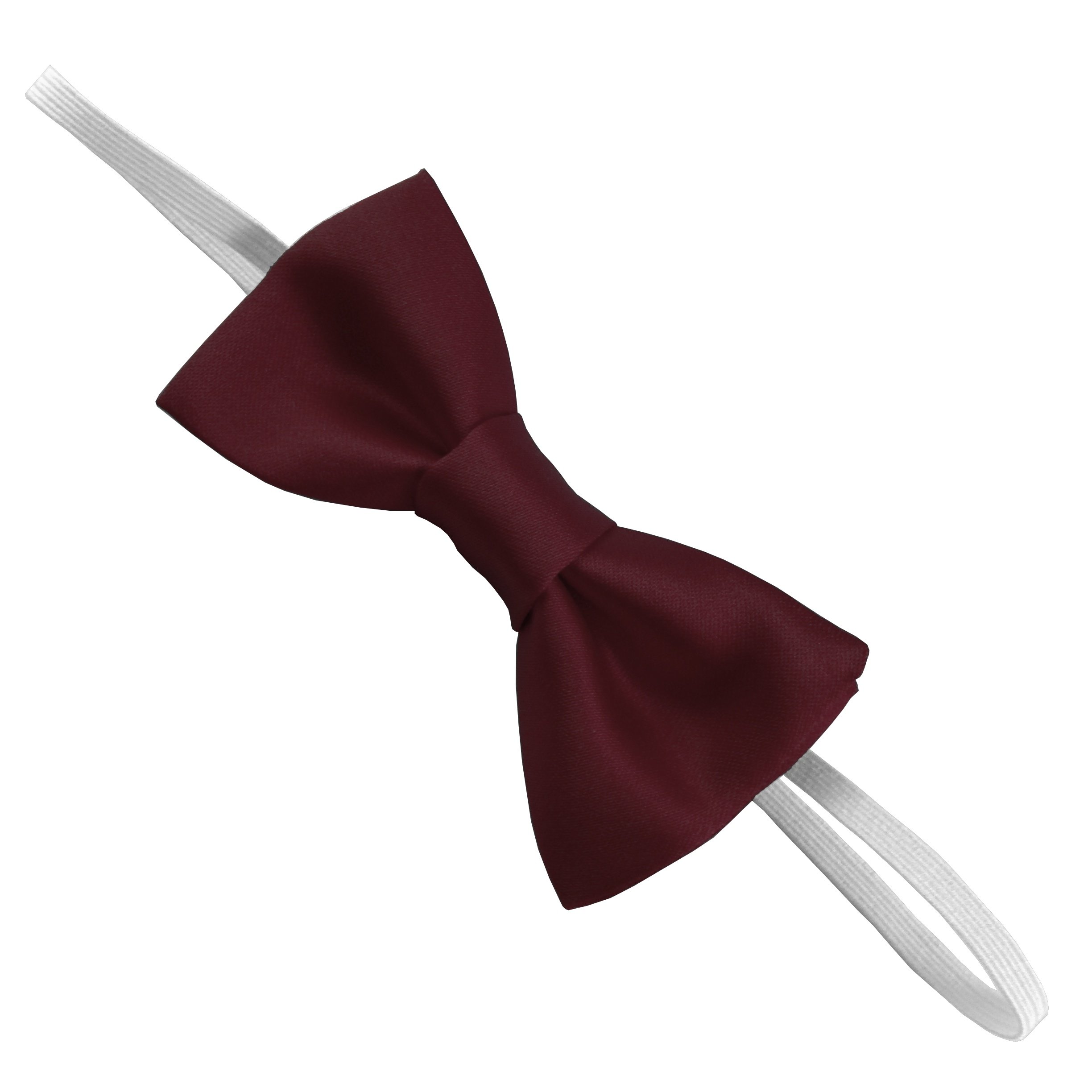 Great British Tie Club Burgundy Children's Satin Elastic Bow Ties (Burgundy)
