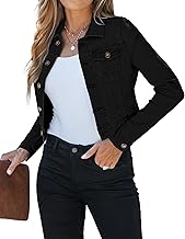 Roskiky Cropped Jean Veste pour femme Fashion Short Denim Shacket Veste légère stretch avec poches
