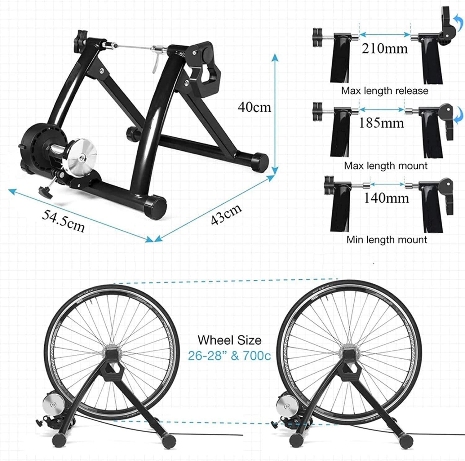 Indoor Bike Trainer Stand ，Steel Bicycle Exercise Magnetic Stand 6 Resistance Settings Quick Release Skewer Front Wheel, Fit for 26-28 in Wheel，Red