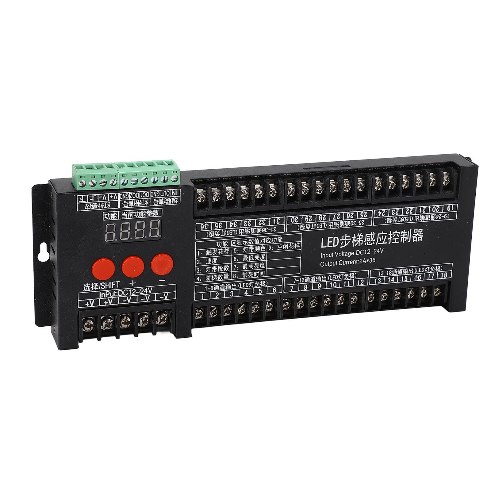 Aramox Sensore di Movimento per Luci per Scale Controller LED per Scale in ABS 12V 24V 36 con Rilevamento di 30 M 7 modalità Impostazioni di velocità di luminosità per Interne di Hotel Domestici
