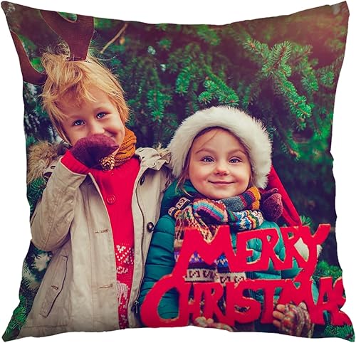 Kufutee Funda de almohada personalizable con imagen/texto, funda de almohada personalizada con foto para decoración del hogar de Navidad (niño)