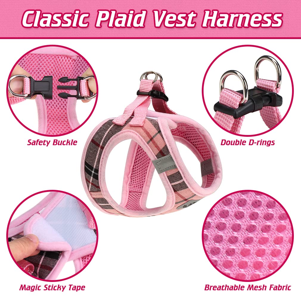 EXPAWLORER Classic Plaid Dog Harness Medium, Dog Collar and Lead Set including AirTag Holder - Image 2