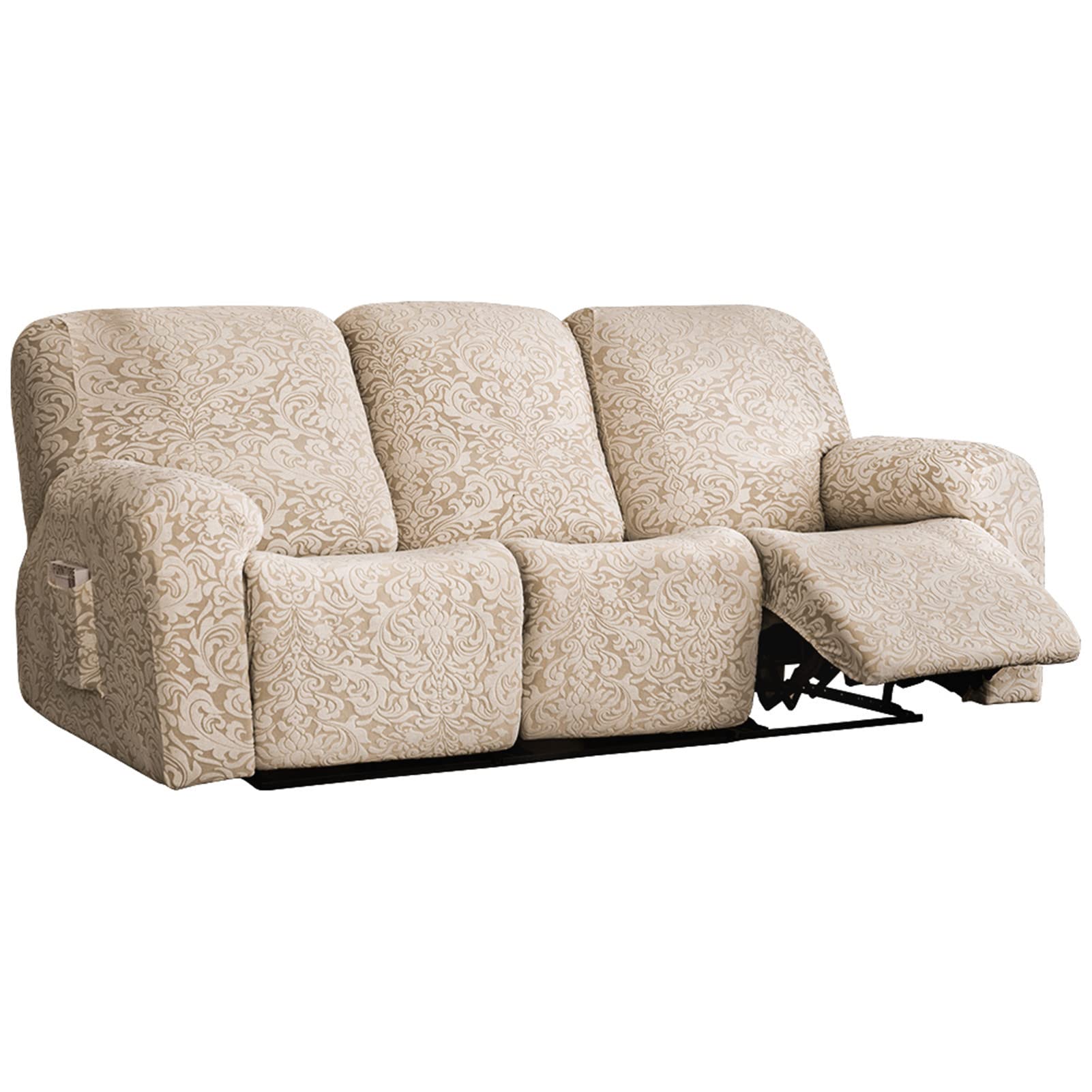 Housse de fauteuil relax extensible kaki protecteur pour canapé inclinable 3 places