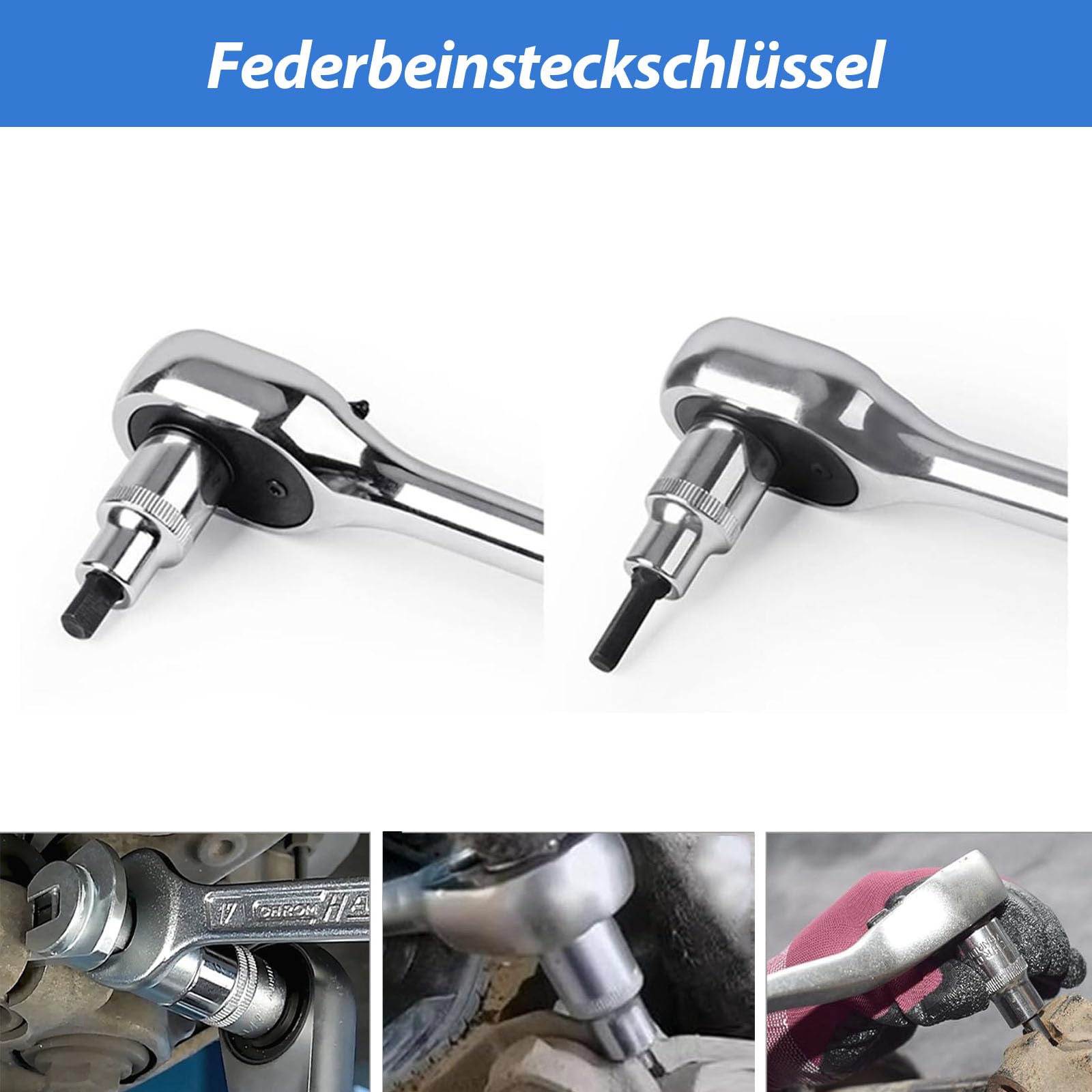 Federbein-Spreizer-Set 5-TLG., inkl. Handschuhen & Schraubenschlüssel, Federspanner-Werkzeug für Stoßdämpfer-Arbeiten-Nur mit 10mm Werkzeug, max. 13Nm(Schwarz)