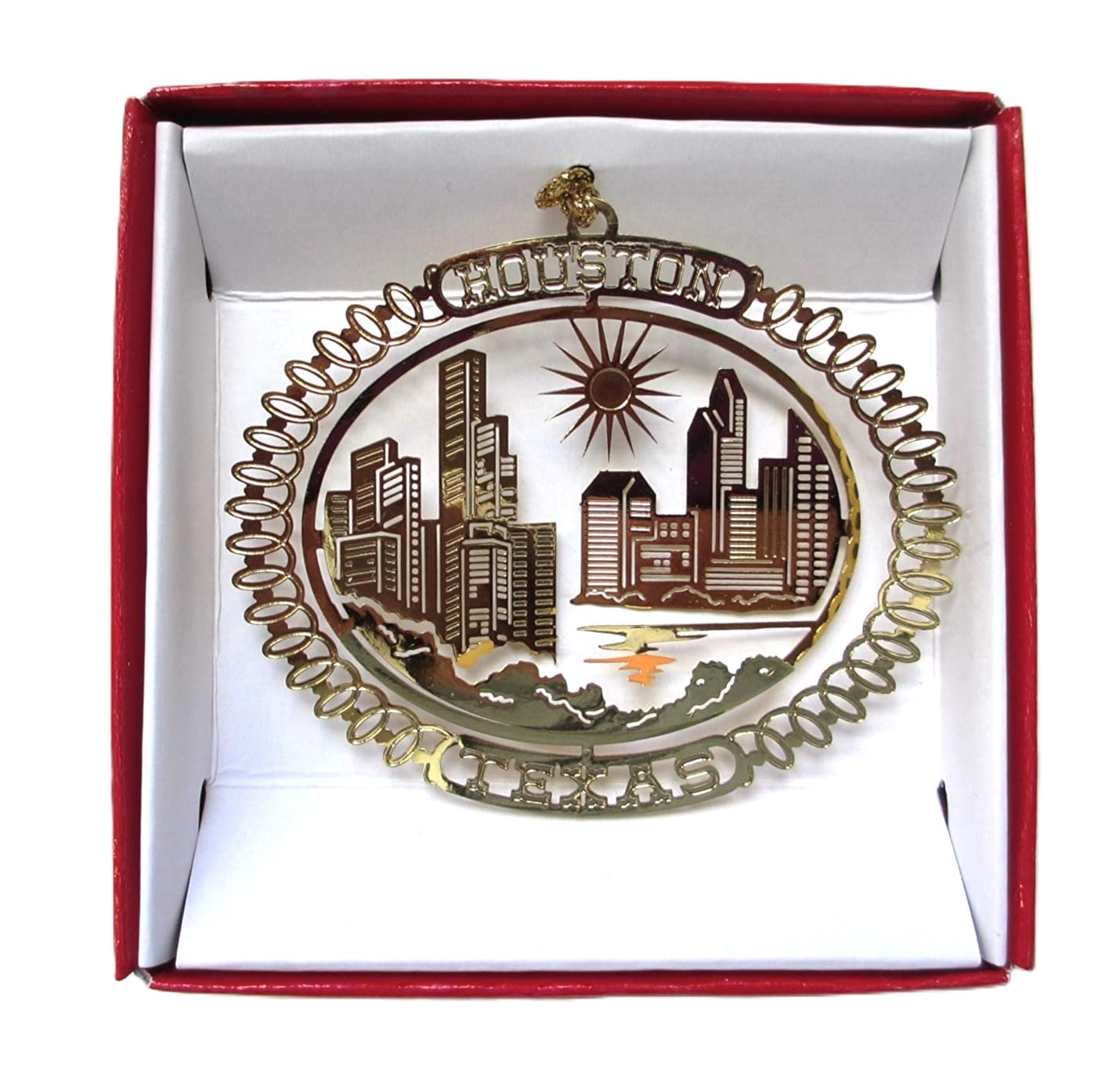 Houston Texas Brass Christmas Ornament