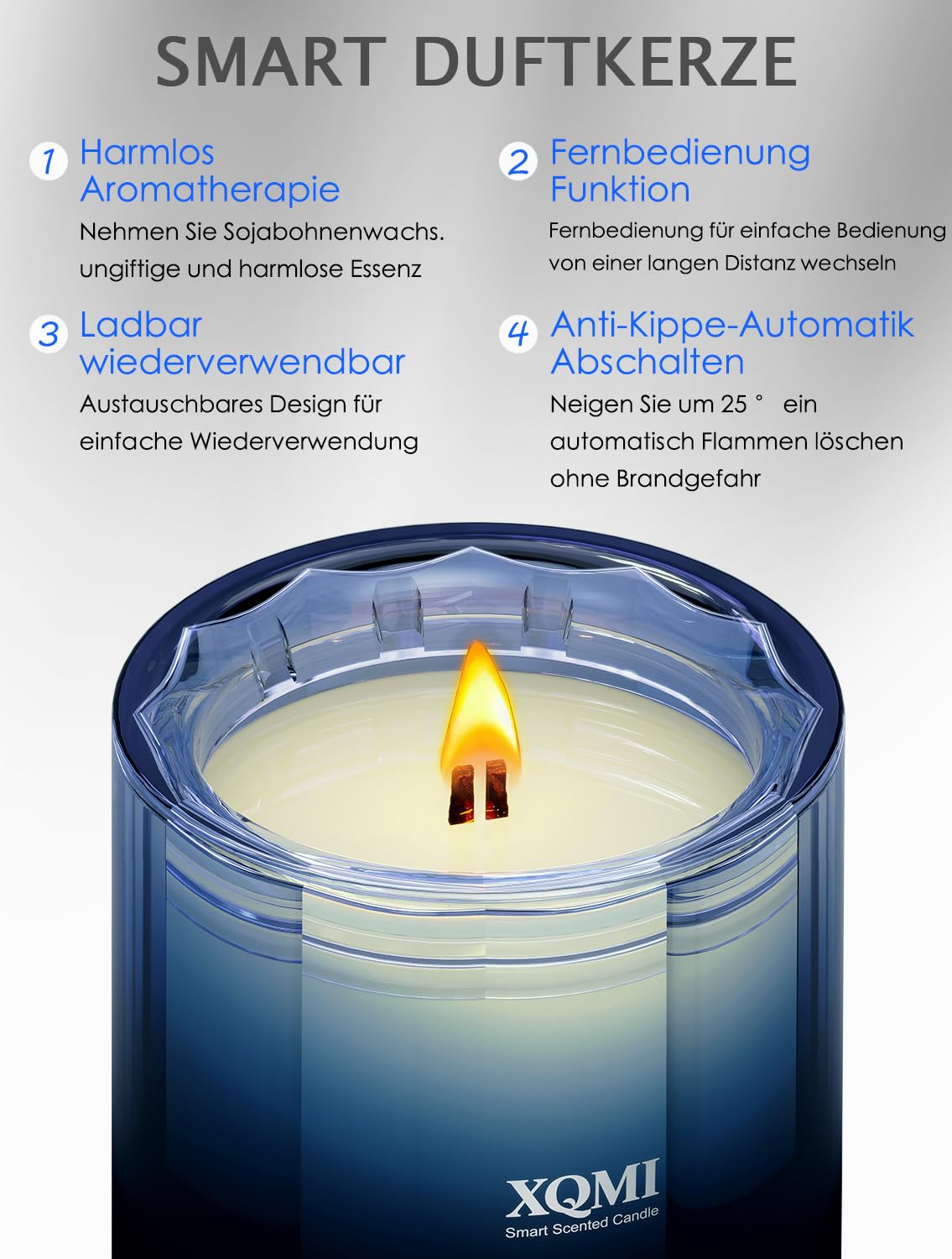 Smarte Duftkerzen im Glas mit Fernbedienung, Duftkerzen mit Timer, 35 Stunden Brenndauer, Neigungssensor, Natürliches Sojawachs, Moderne Raumdekoration für Wohnzimmer Schlafzimmer Büro