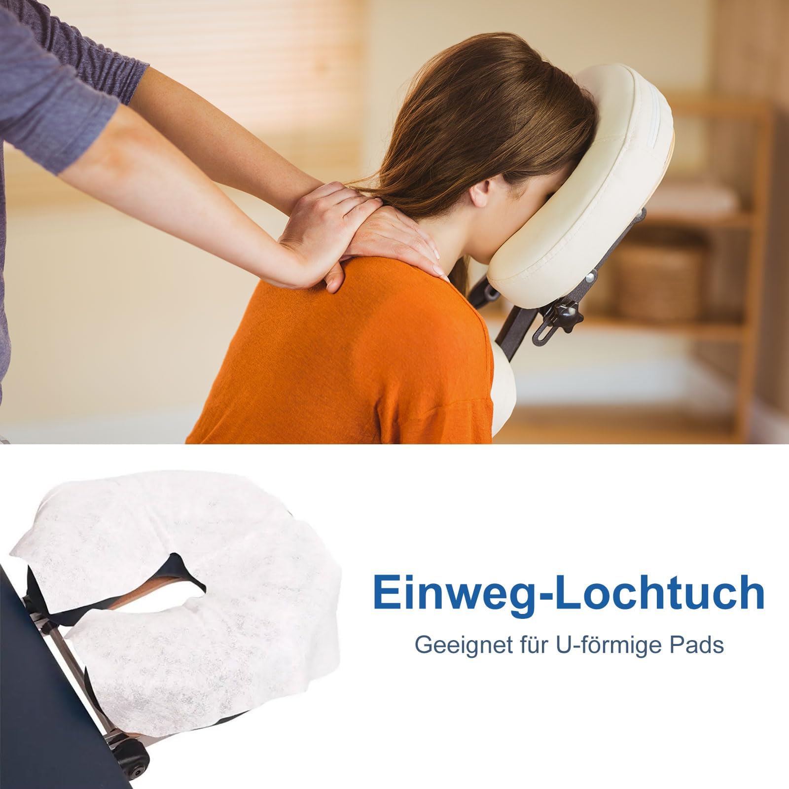 300 Stück Einweg Nasenschlitztücher Massageliege, Gesichtsauflagen für Kopfstützen bei Massagetischen, Massagebänken & Behandlungsliegen, Einweg Nasenschlitztücher für Massageliege Vlies