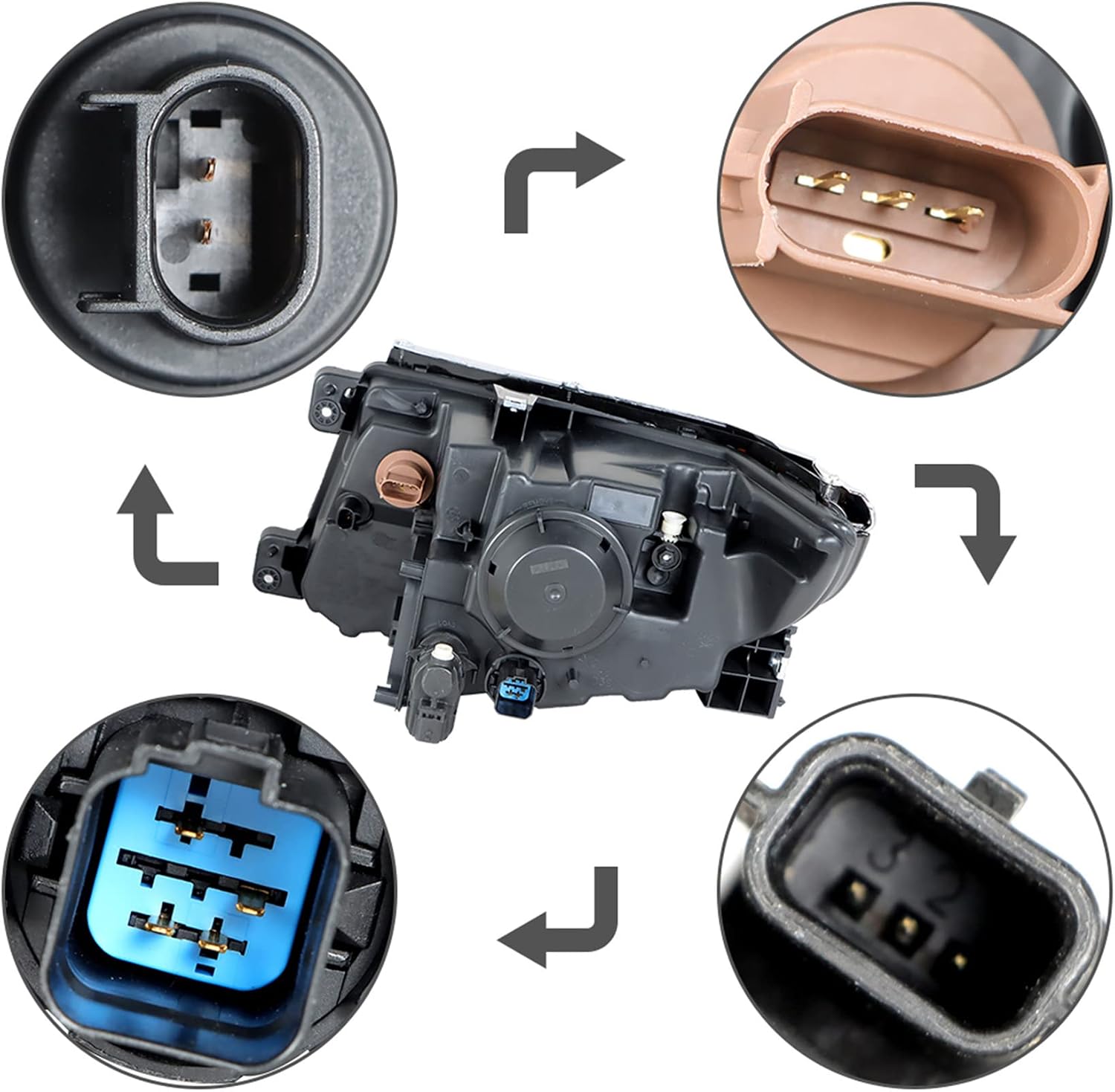Headlight Assembly FO2502291 Left Side Headlamp Chrome Projector Replacement for Edge 2011-2014
